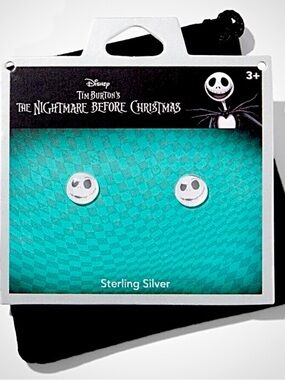 Nightmare Before Christmas Jack Skellington Enamel Stud Earrings - Purple Text